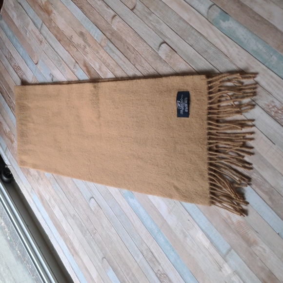 100% lambswool Ballantrae Edinburgh camel scarf tasseled - Picture 7 of 14